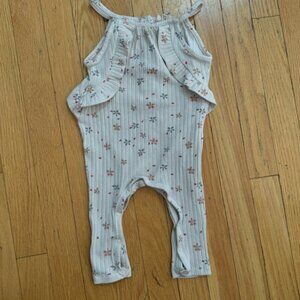 Floral Cottagecore Ribbed Jumpsuit Romper Girls‎ with Ruffle 6-9 months